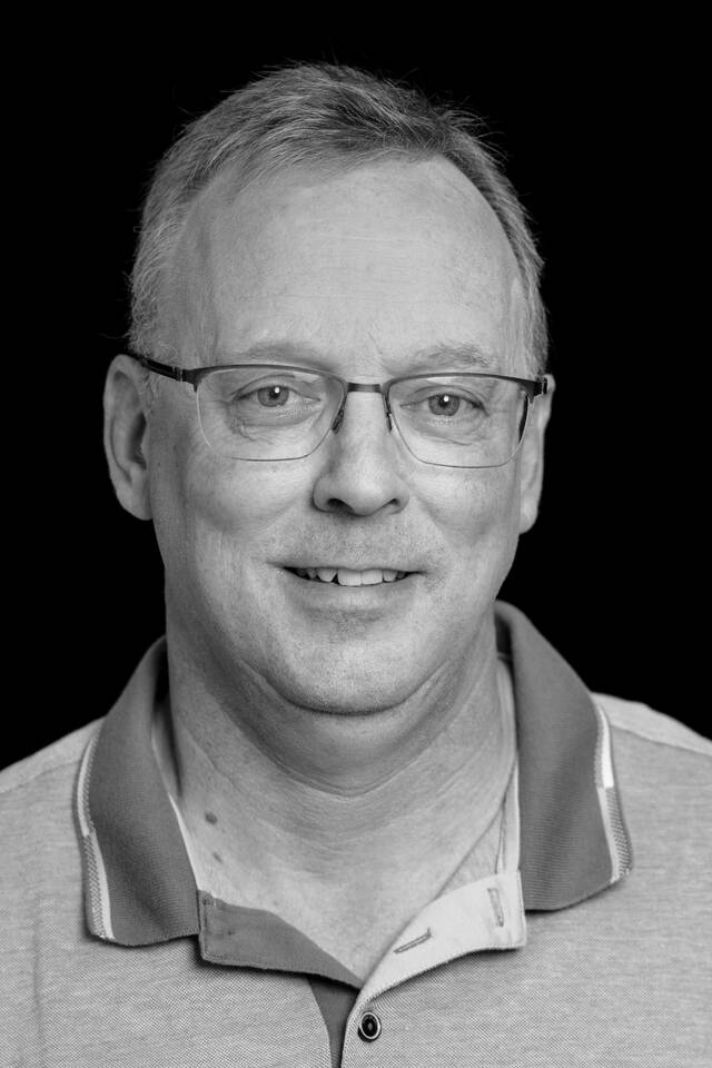 Black and white portrait of Rene Verhaar