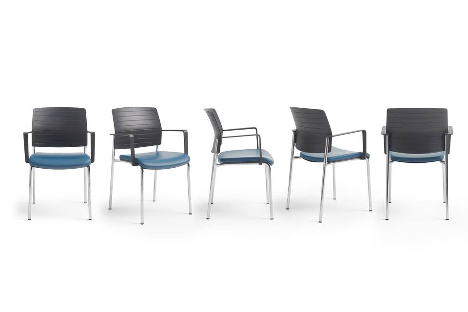 Gispen ZINN visitor chairs in blue all views