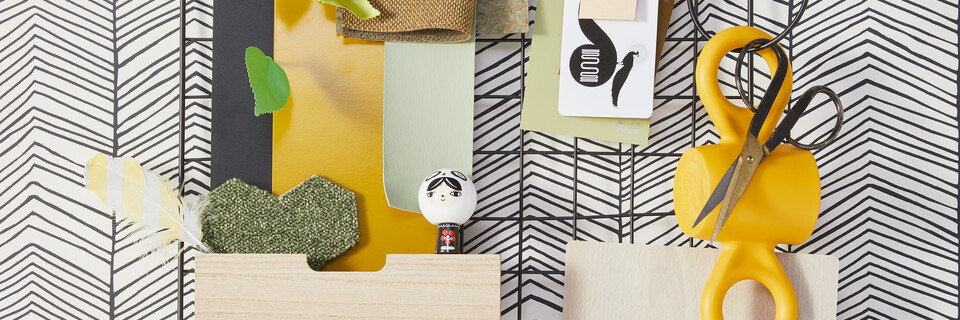 Gispen Moodboard with green and yellow samples top view