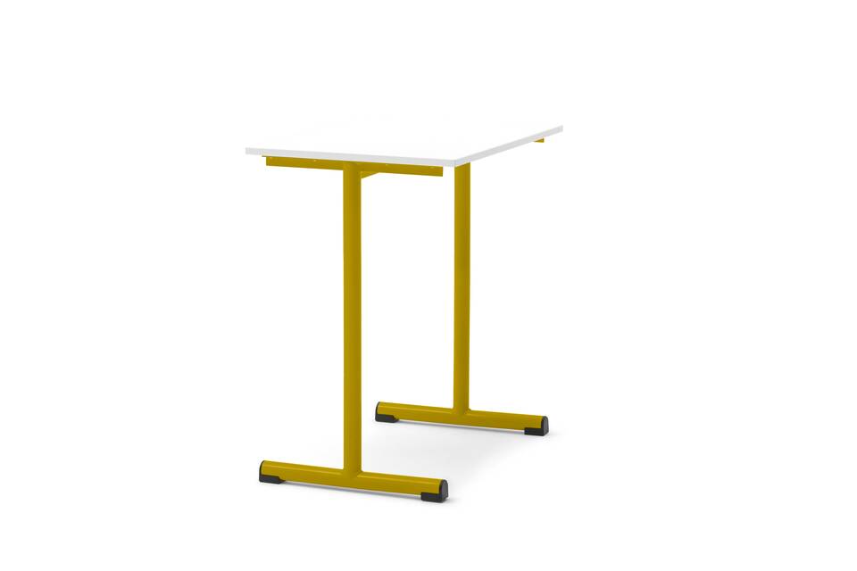 Gispen Eduu Work table with yellow frame and white tabletop front left view