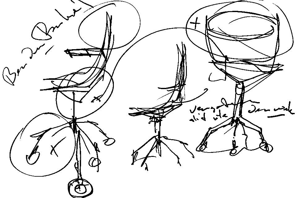 Ahrend Remode chair views sketch by Ben van Berkel