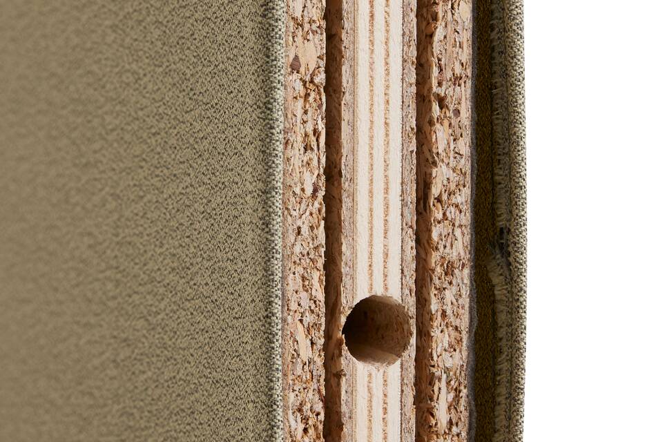 Gispen S50 table screen in green with easy fabric replacement without glue or staples bottom detail view
