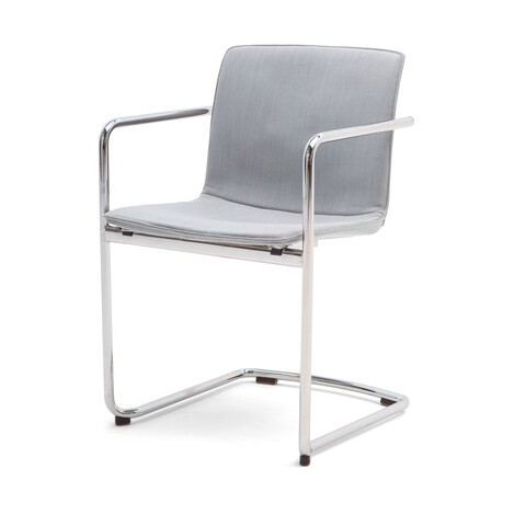 Gispen Nomi Comfort chair with chrome frame and armrests with Steel Cut Trio 3 105 cover front right view