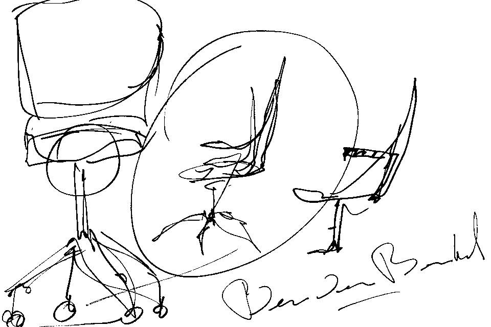 Ahrend Remode chair form sketch by Ben van Berkel