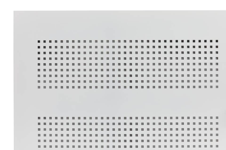 Gispen SDK sliding door cabinet in white with square perforation front detail view
