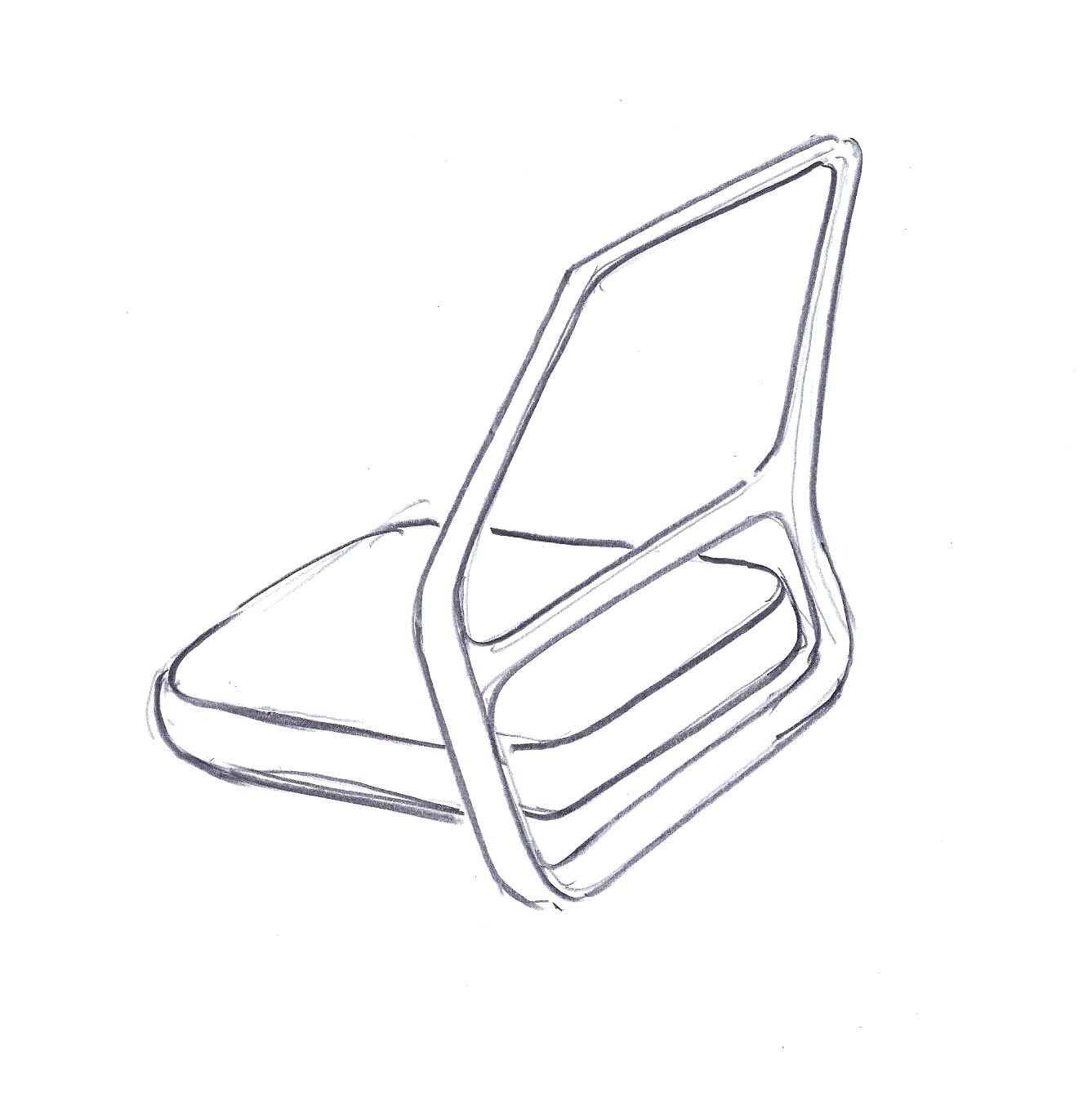 Gispen Zinn sketch detail seat and back right rear view