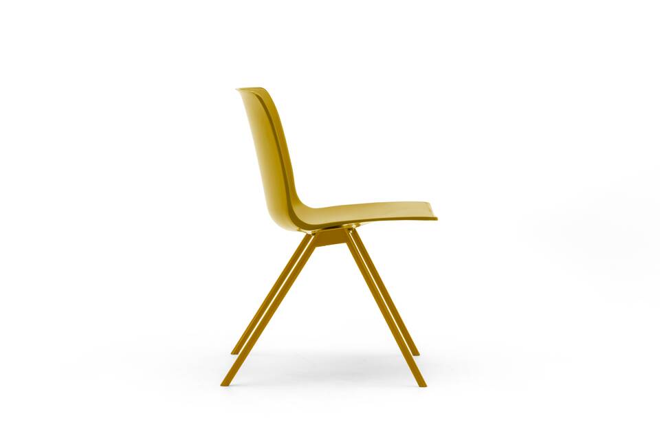 Gispen Nomi Design chair with yellow frame and yellow shell left side view