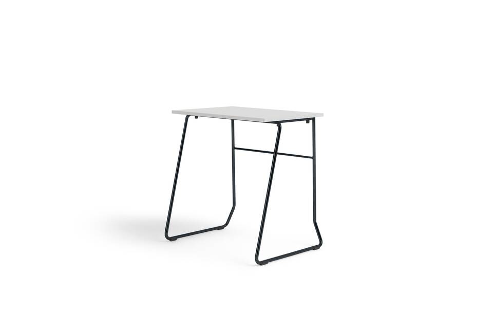 Gispen EDUU Seminar educational table with black frame and white tabletop front right view