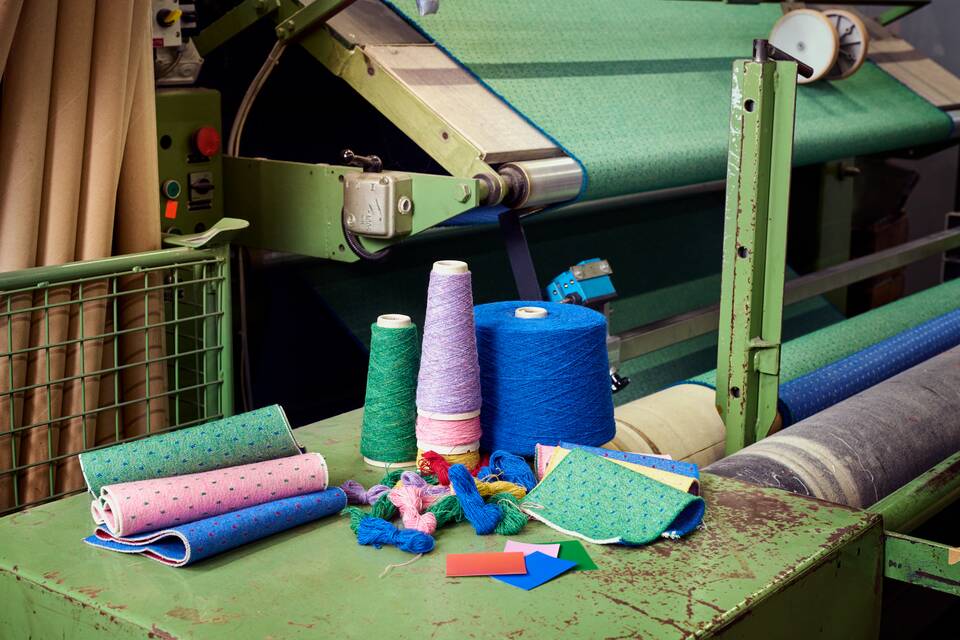 Gispen Classics Repeat limited edition fabric samples with threads and colour swatches front left view