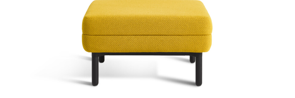 Gispen STEE pouf with black frame and upholstered in yellow front view