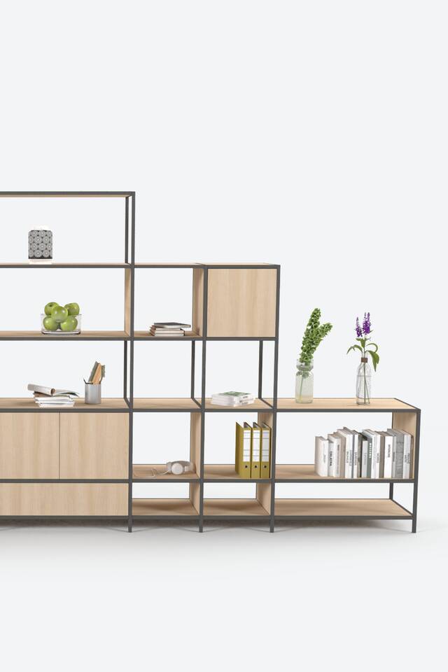 Ahrend Alvido shelving unit on grey background front view