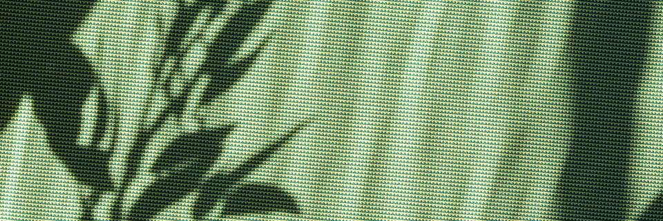Bright green summer or spring natural background with copy space, aesthetic sun light floral leaves shadows on green textile backdrop