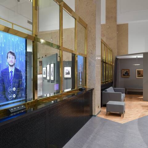 Royal Ahrend fit out project interior view of Czech National Bank Visitor Centre in Prague KB6749