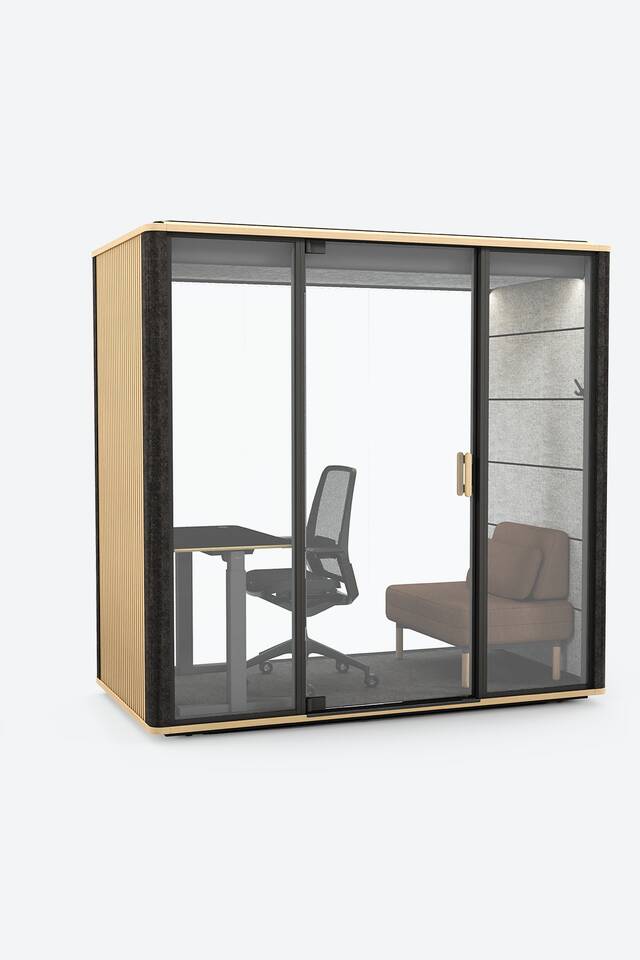 Royal Ahrend Cerene Chat Focus office pod on grey background front left view
