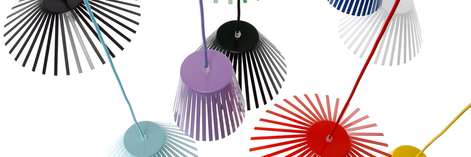 Gispen Ray pendant lamps in all colours front top view