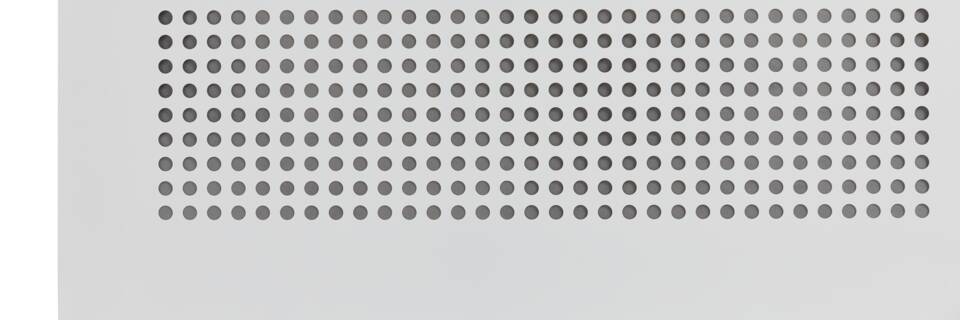Gispen SDK sliding door cabinet in white with round perforation front detail view