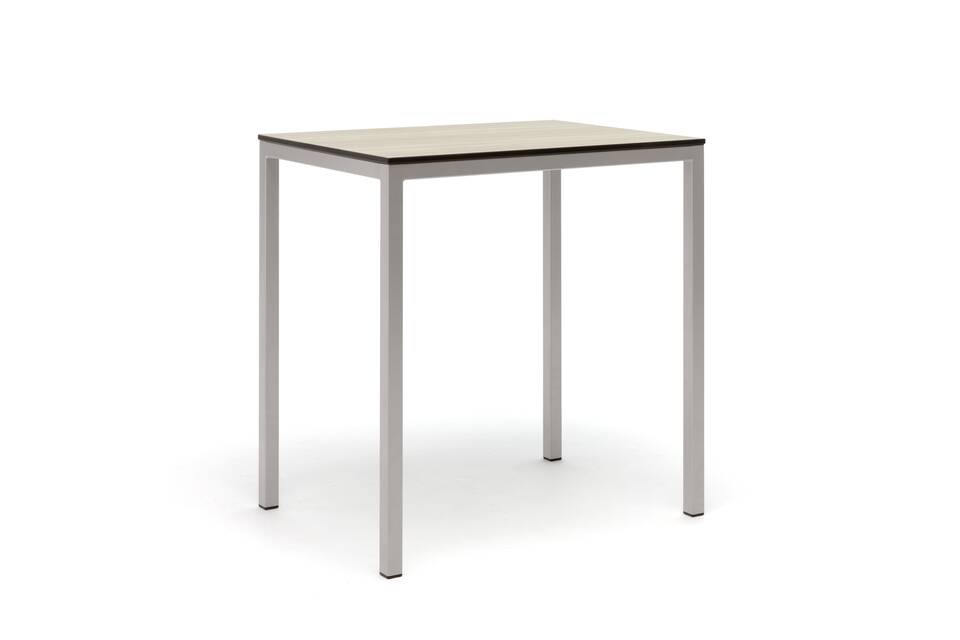Gispen Eduu Classic 4 square legged classroom table with grey frame and beech tabletop front left view