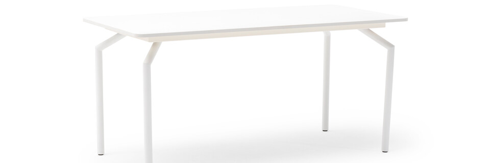 Gispen TEAM Work conference table with white legs and frame and tabletop front left view