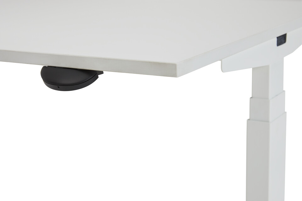 Ahrend Home desk in white with electric height adjustment handle front right detail view