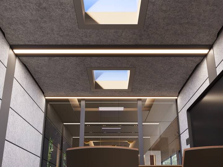 Royal Ahrend Cerene Chat Connect low office pod with Skylight bottom up view