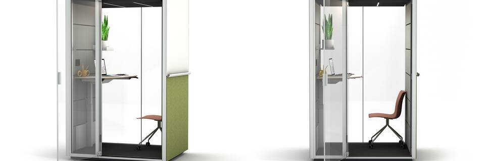 Ahrend Qabin Work stand front right and front view