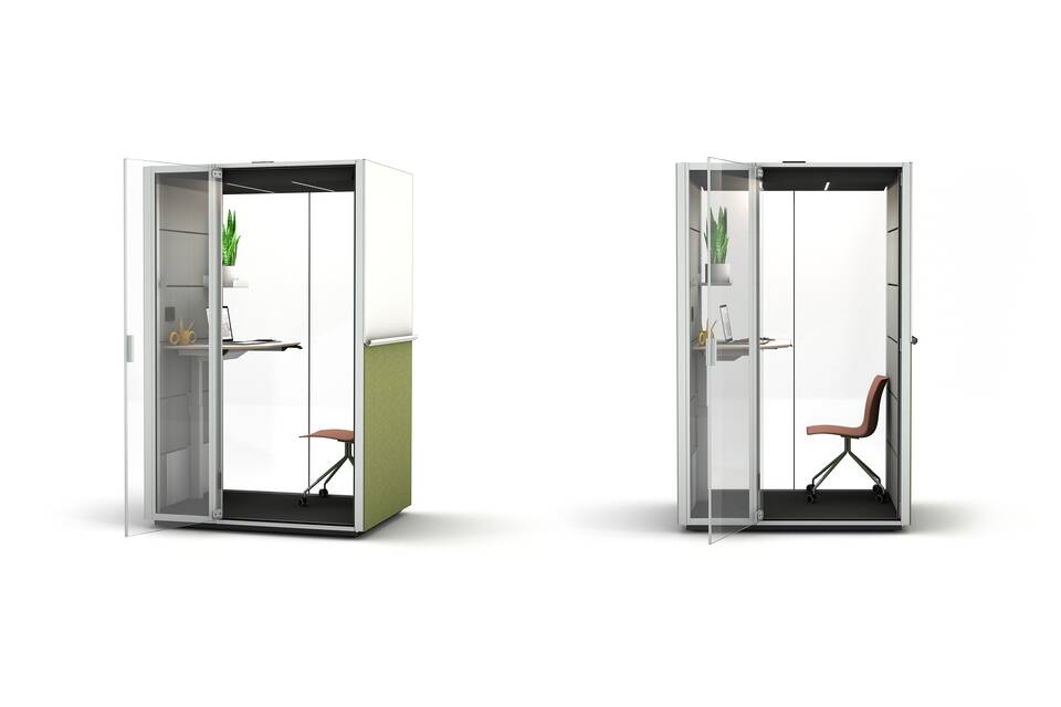 Ahrend Qabin Work stand front right and front view