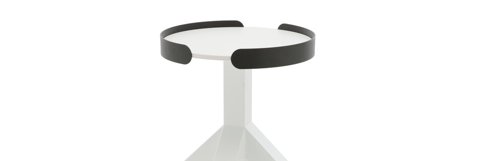 Gispen Dukdalf sidetable round 40 white edge black front right view