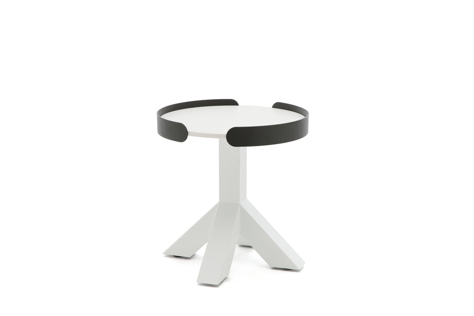 Gispen Dukdalf sidetable round 40 white edge black front right view