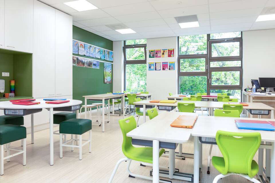 Gispen education project interior view of primary school KC Trampoline in Leidschendam CB2A2648