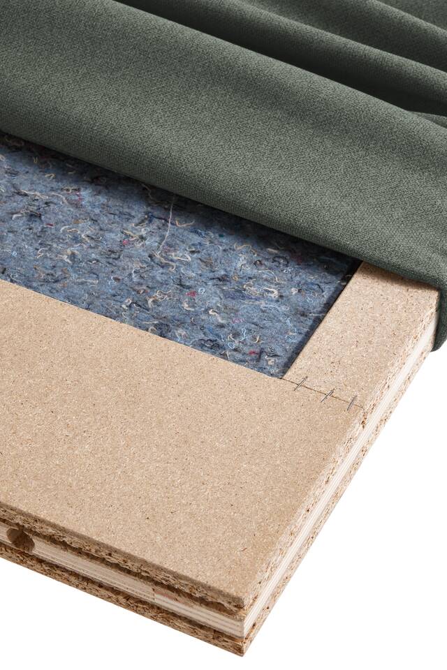 Gispen S50 table screen disasembled interior with recycled acoustic material with removable fabric cover bottom right detail view