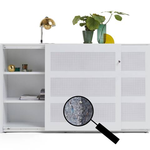 Ahrend Sliding door cabinet with magnifying glass and sustainable material detali