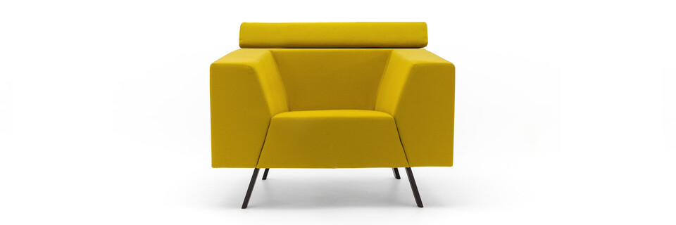 Gispen Sett high armchair in hallingdal 457 yellow front view
