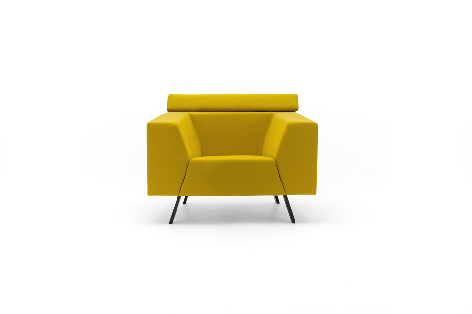 Gispen Sett high armchair in hallingdal 457 yellow front view