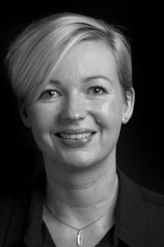 black and white portrait of Karin Werges Schuster