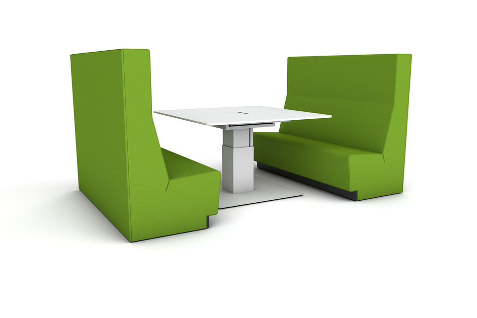 Gispen MulitLounge duo green with white table front left view