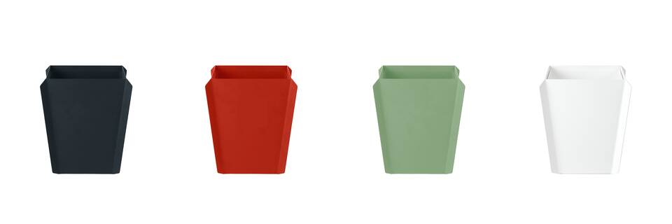 Gispen Binit waste bin in black red green and white front view