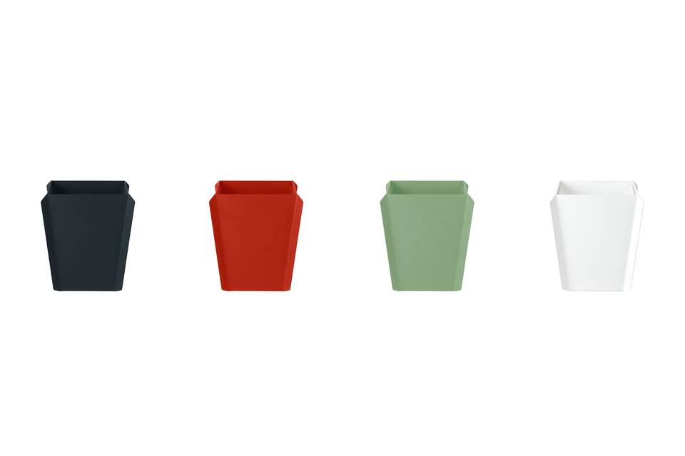 Gispen Binit waste bin in black red green and white front view
