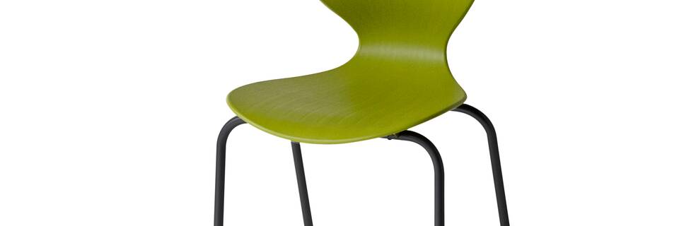 Gispen EDUU Classic Flex educational chair with black frame and green shell front right view