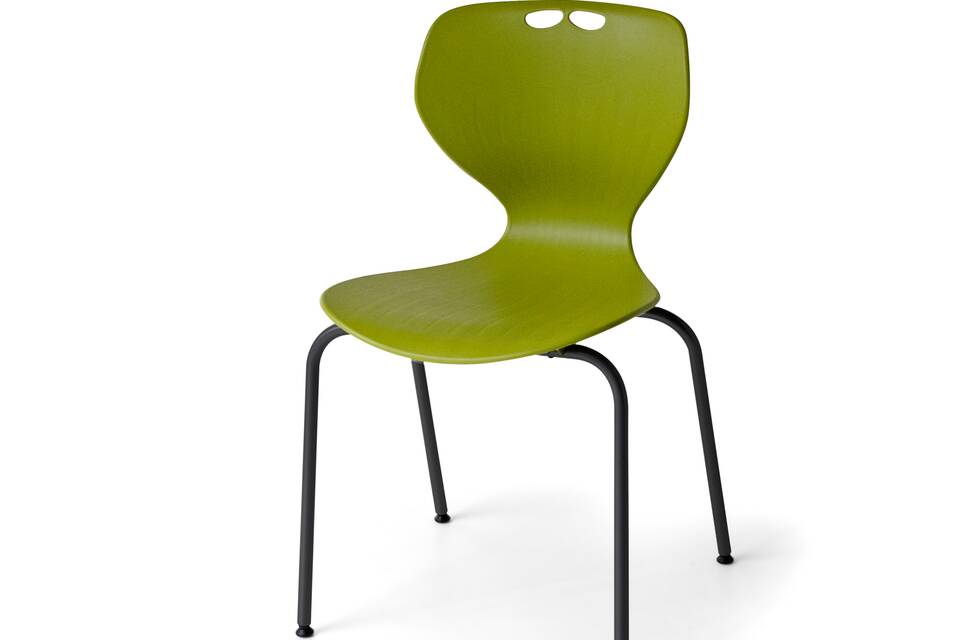 Gispen EDUU Classic Flex educational chair with black frame and green shell front right view