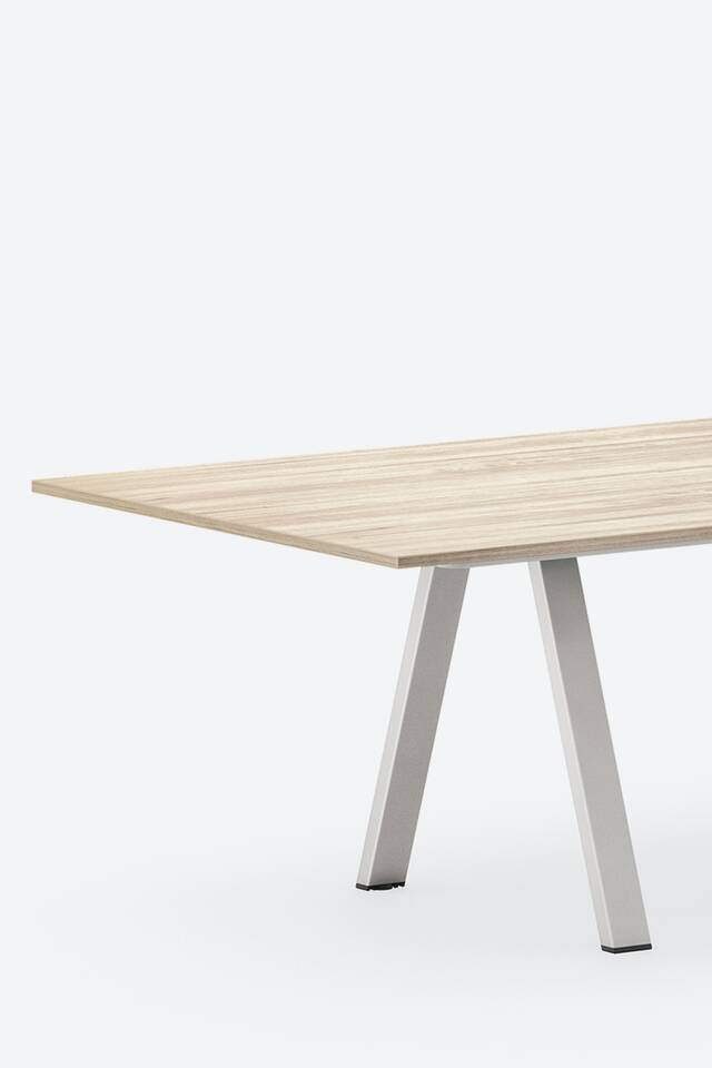Ahrend Aero table on grey background front left detail view