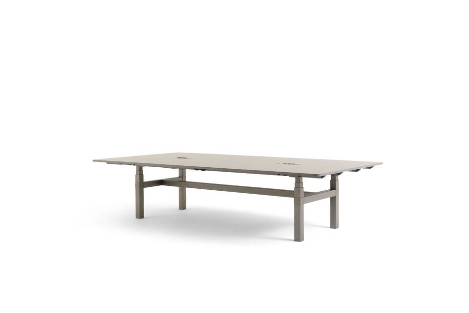 Gispen TMNL Agile table in dark grey with grey tabletop front right view