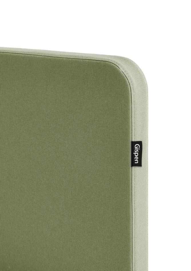 Gispen S50 table screen in green with rounded corner front right detail view