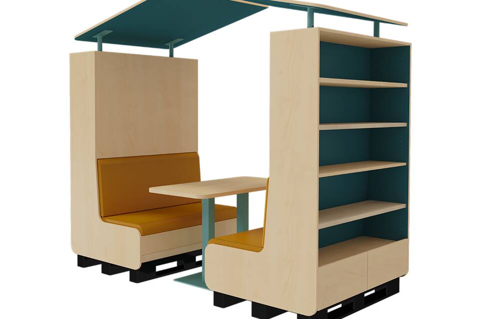 Presikhaaf Schoolmeubelen Learn Inn render licht eiken vooraanzicht