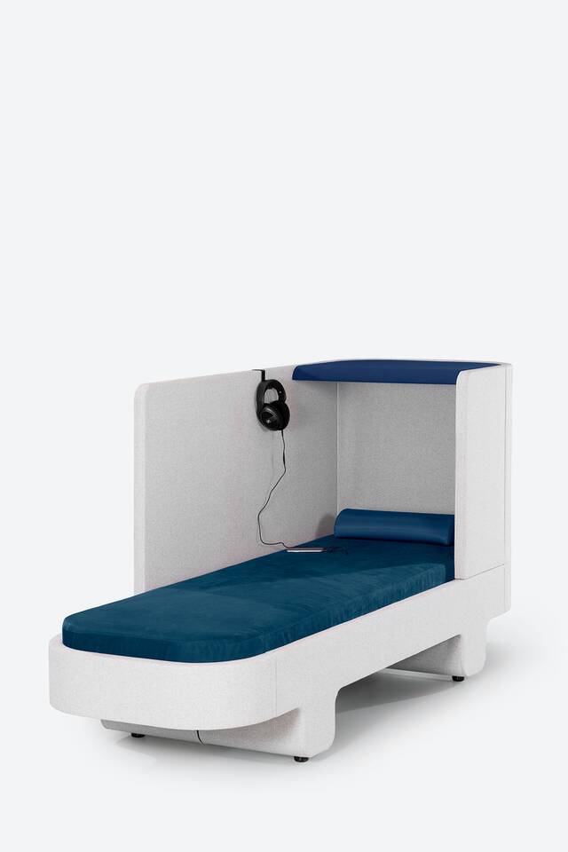 Ahrend Powernap bed on grey background front left view