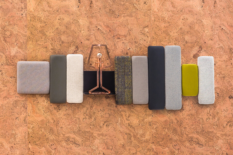 Gispen acoustic panels made from frabric offcuts front view