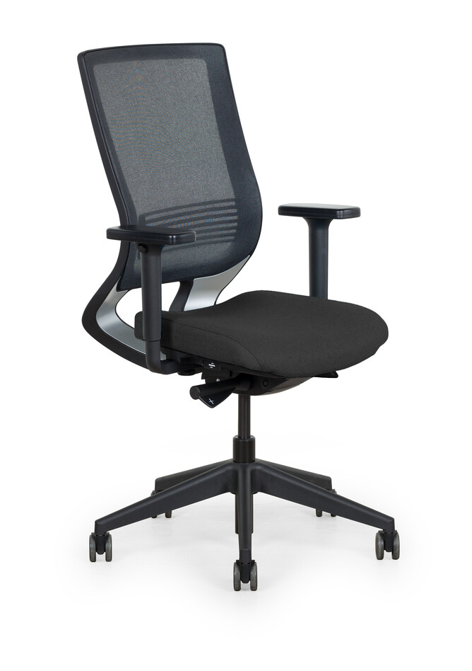 Royal Ahrend Prime office chair upholstered seat and back in black front left view