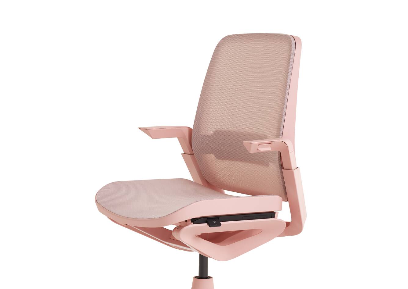 Ahrend Remode office chair in pink with netweave seat and back and lumbar support front right view