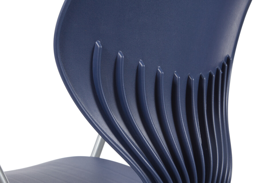 450 Royal Ahrend 450 4K educational chair with blue shell and armrests right rear detail view