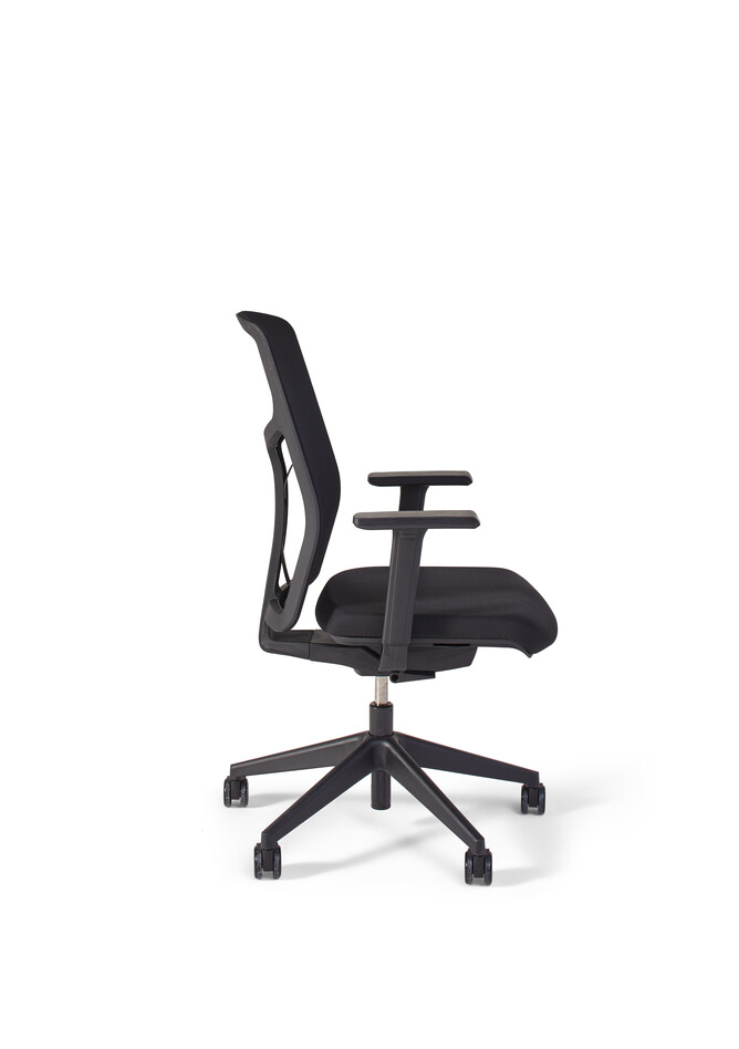 Zest Royal Ahrend Zest office chair upholstered in black with lumbar support left side view