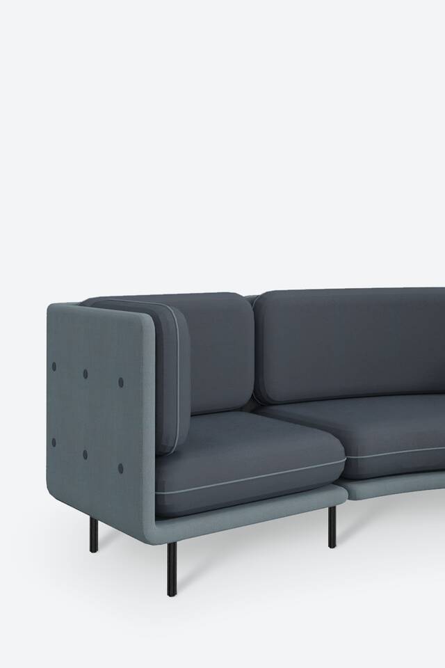 Ahrend Embrace sofa on grey background front left detail view